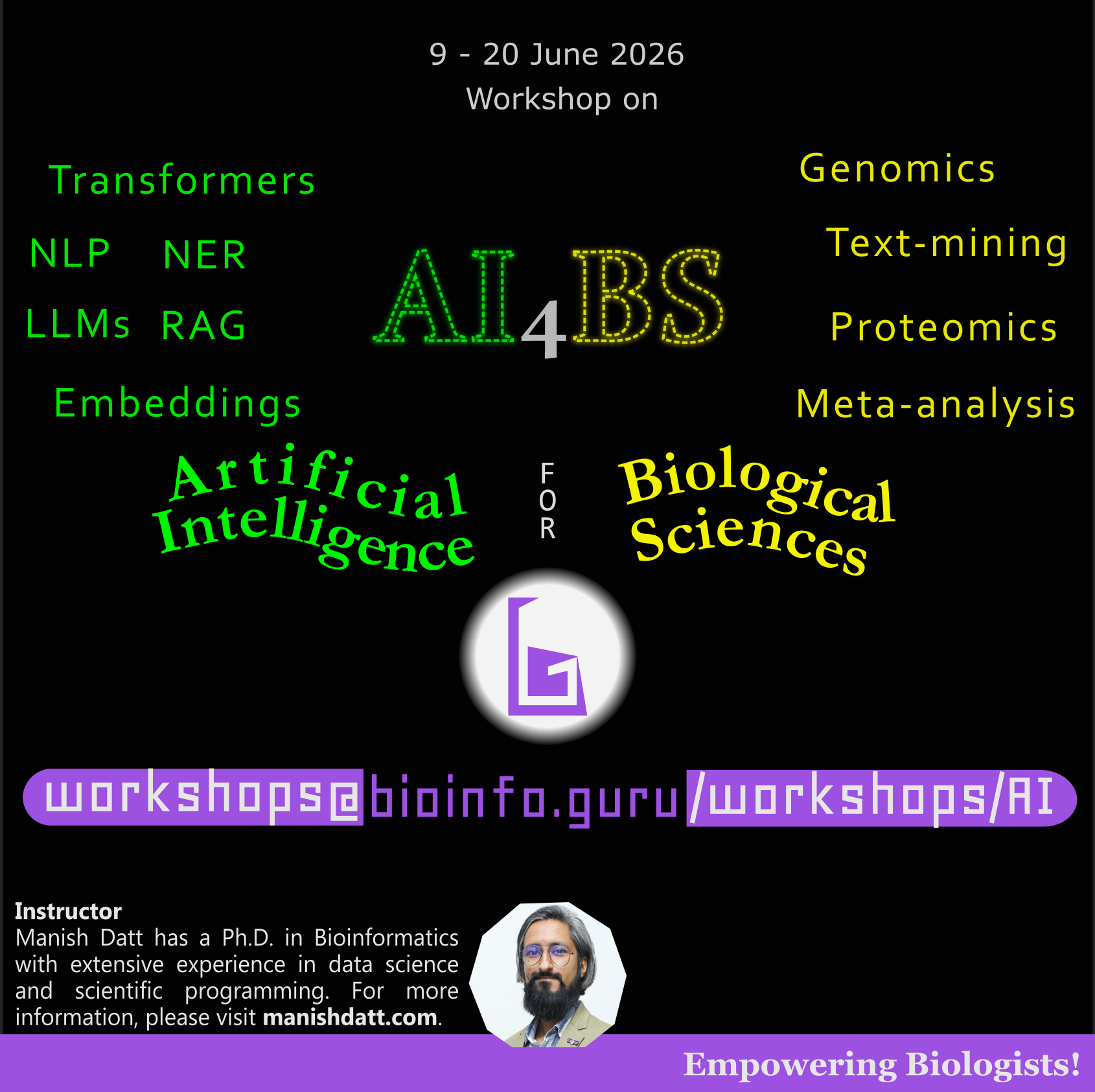 Bioinformatics Workshops | AI for Biologists Poster