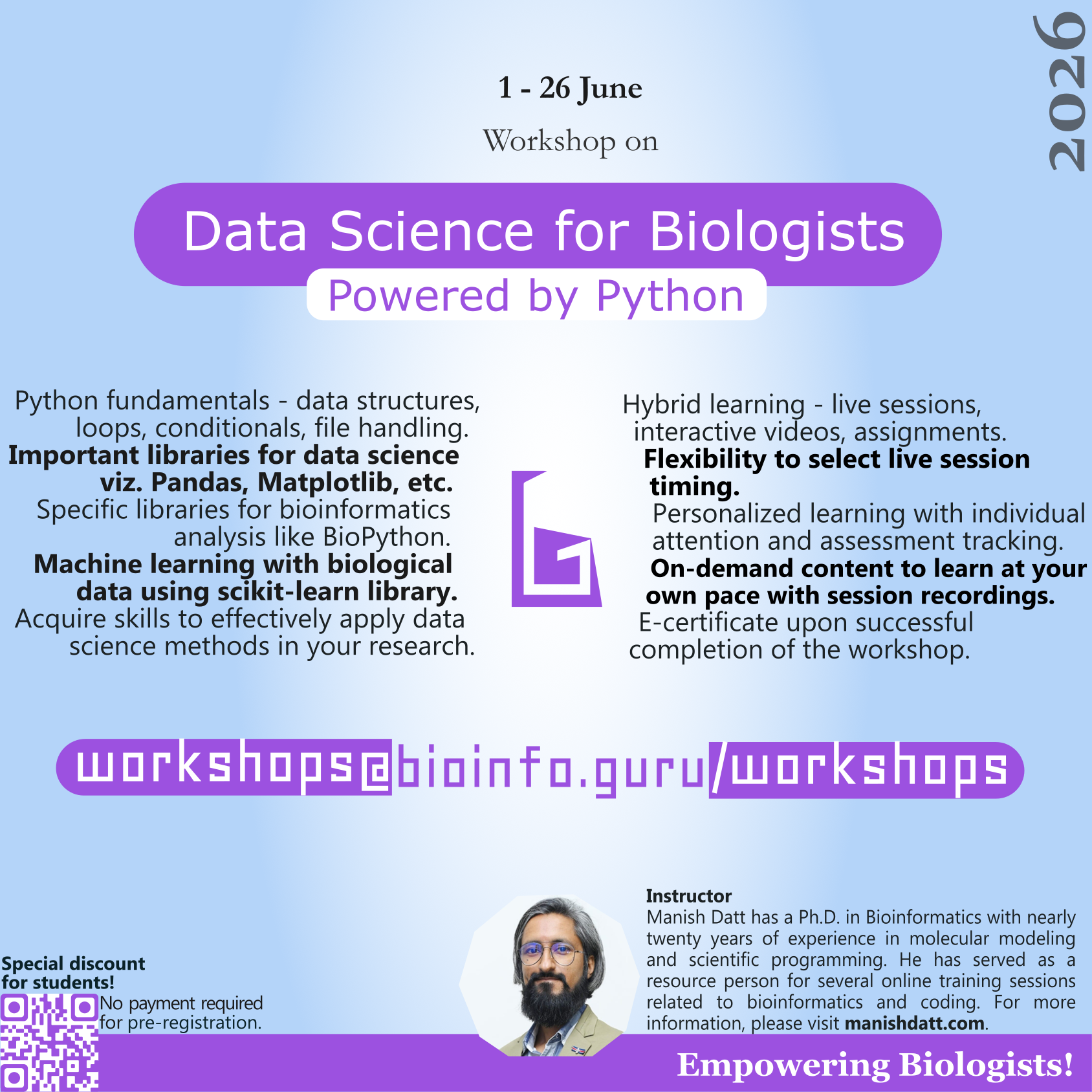 Workshop on Data Science for Biologists - Powered by Python Poster