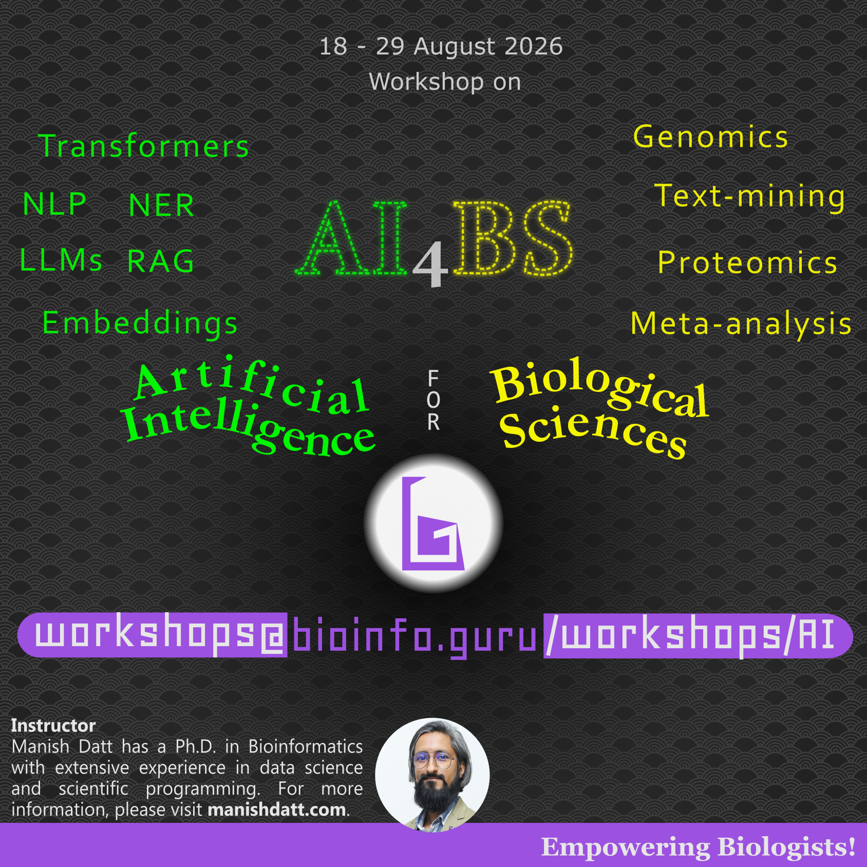 Bioinformatics Workshops | AI for Biologists Poster